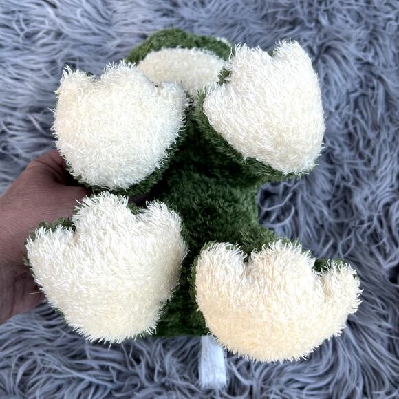 Plush Seated Green Frog Yellow Marble Eyes Soft Fur Plushie Stuffed Animal 9" - Picture 6 of 8